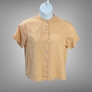 Vintage Travel Smith Womens Size Medium Light Orange Mother of Pearl Button Top